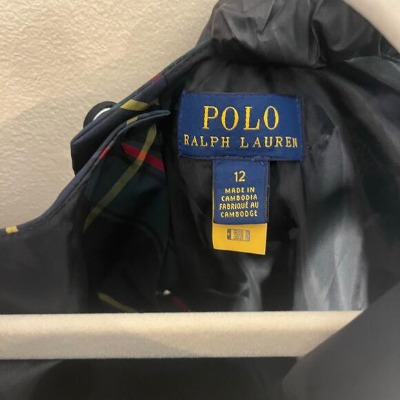 Polo Ralph Lauren Girls Checked Bow Embellished Dress Size 12 Green Plaid - Picture 6 of 11